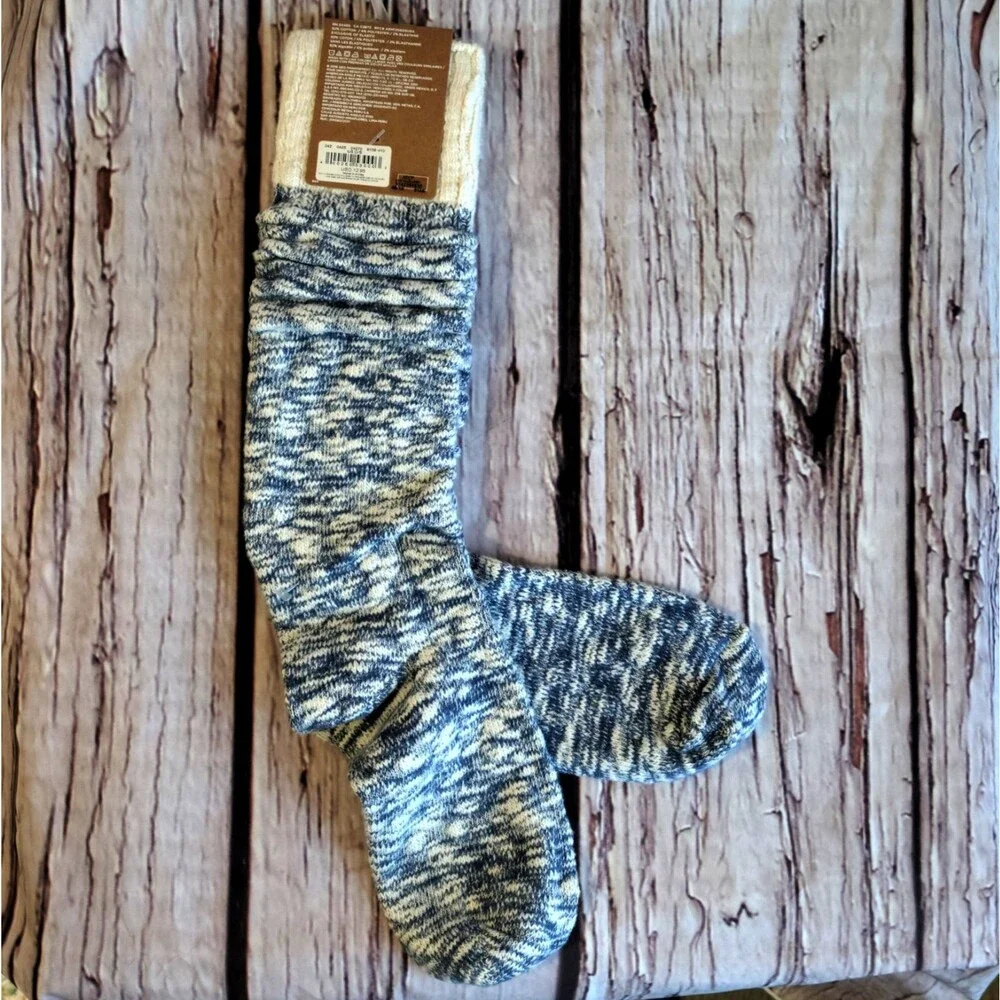 American Eagle Outfitters New Boot Socks Blue White Knit Pattern One Size Womens